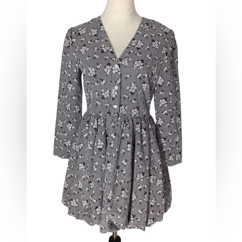 The Shirt Rochelle Behrens Gingham And Floral Mini Dress